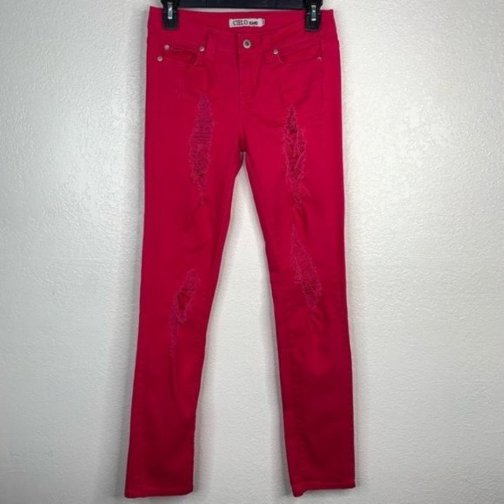 Cielo Jeans Hot Pink Distresses Jeans Size 3